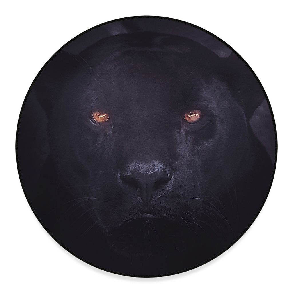 Black Jaguar Print Round Floor Mat