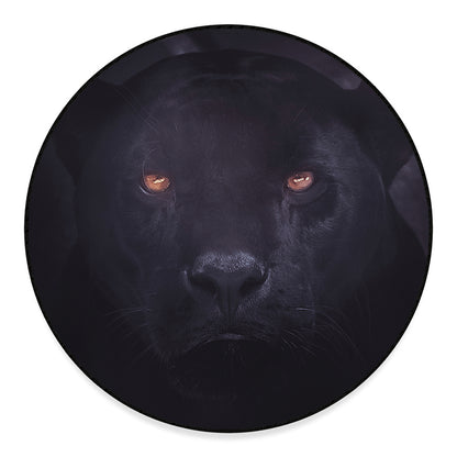Black Jaguar Print Round Floor Mat