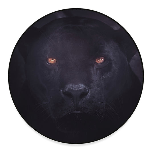 Black Jaguar Print Round Floor Mat