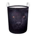 Black Jaguar Print Round Laundry Basket