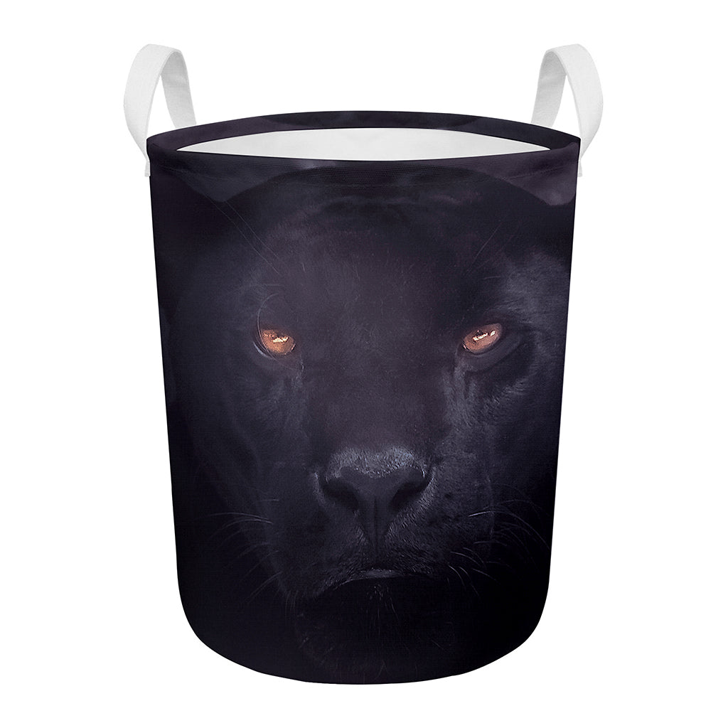 Black Jaguar Print Round Laundry Basket