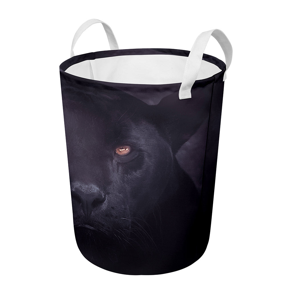 Black Jaguar Print Round Laundry Basket