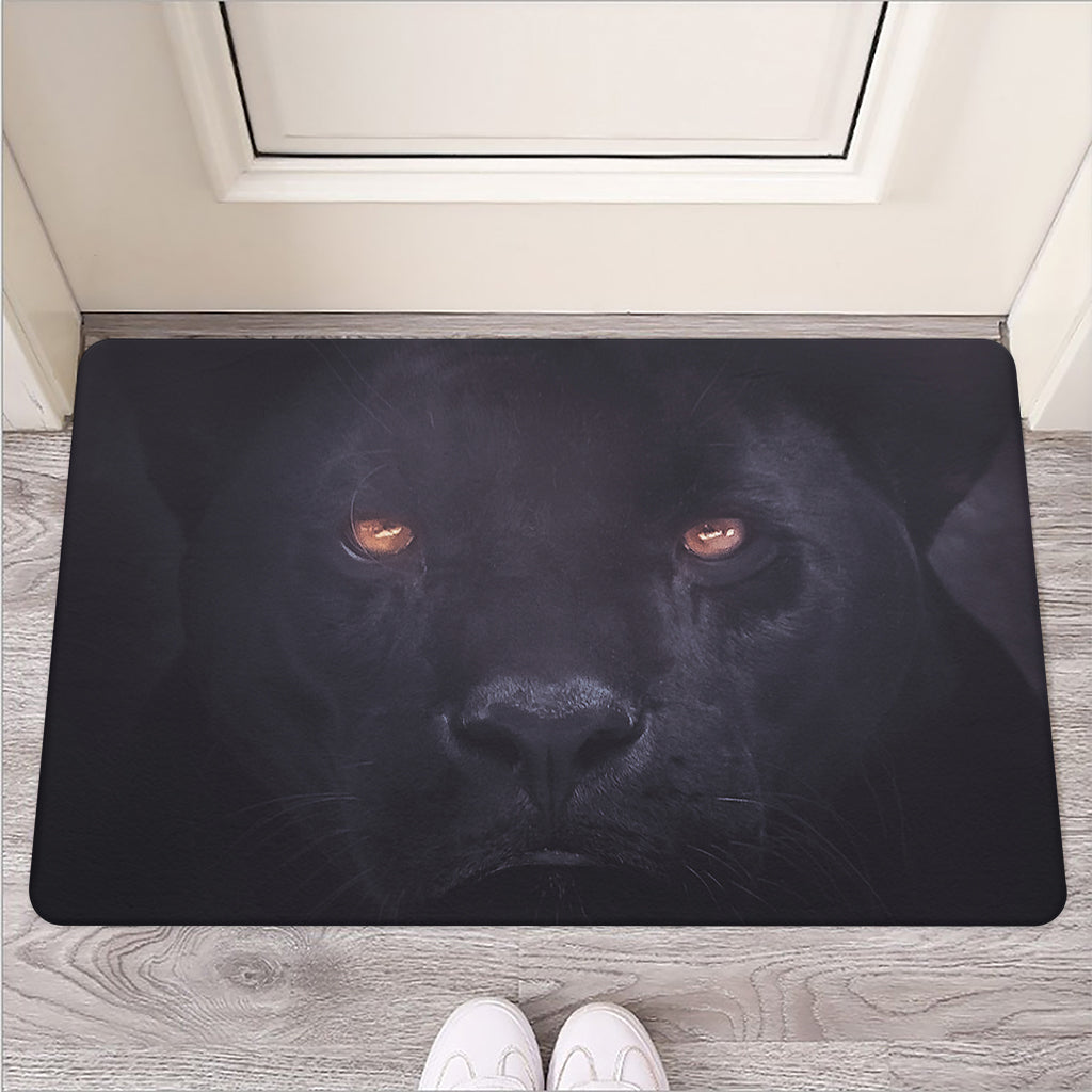 Black Jaguar Print Rubber Doormat