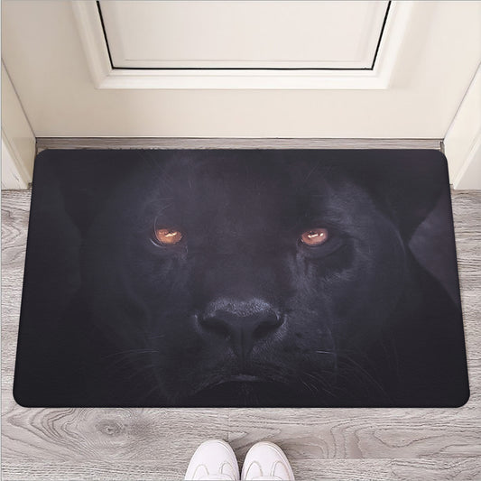 Black Jaguar Print Rubber Doormat