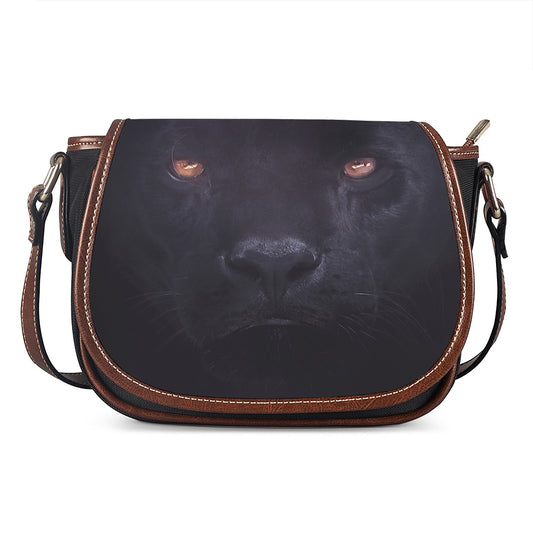 Black Jaguar Print Saddle Bag