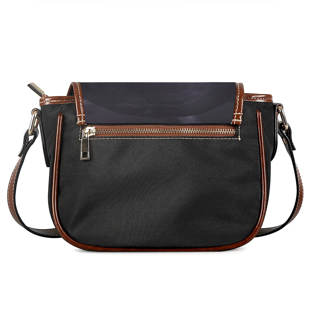Black Jaguar Print Saddle Bag