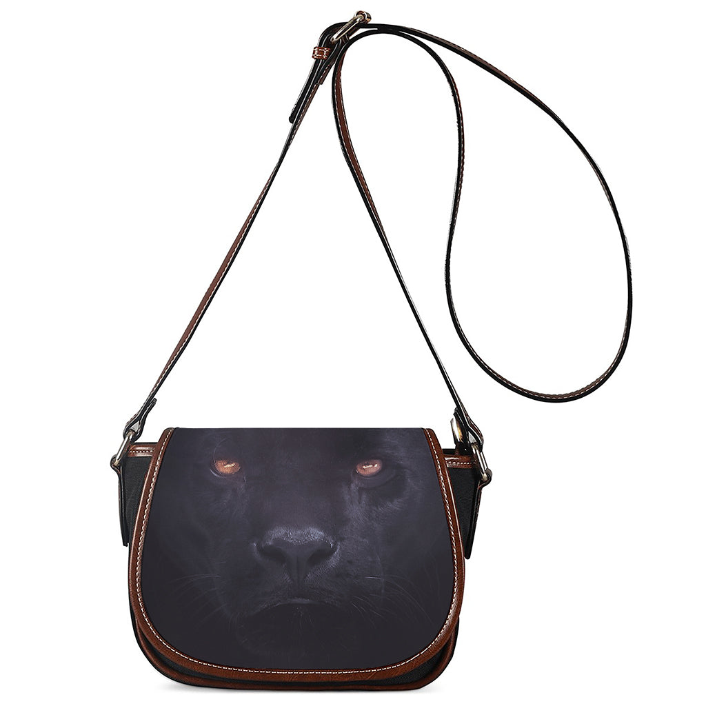 Black Jaguar Print Saddle Bag