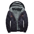 Black Jaguar Print Sherpa Lined Zip Up Hoodie
