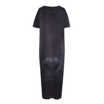 Black Jaguar Print Short Sleeve Long Nightdress