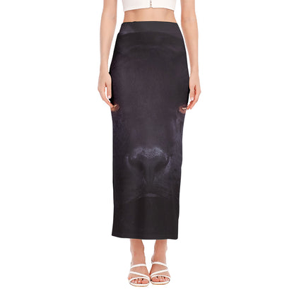 Black Jaguar Print Side Slit Maxi Skirt