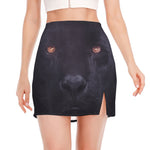 Black Jaguar Print Side Slit Mini Skirt