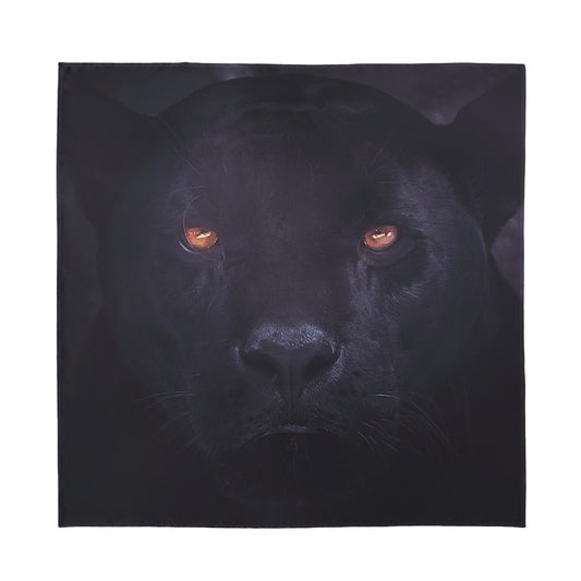 Black Jaguar Print Silk Bandana