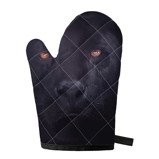 Black Jaguar Print Single Oven Mitt