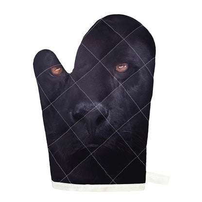 Black Jaguar Print Single Oven Mitt