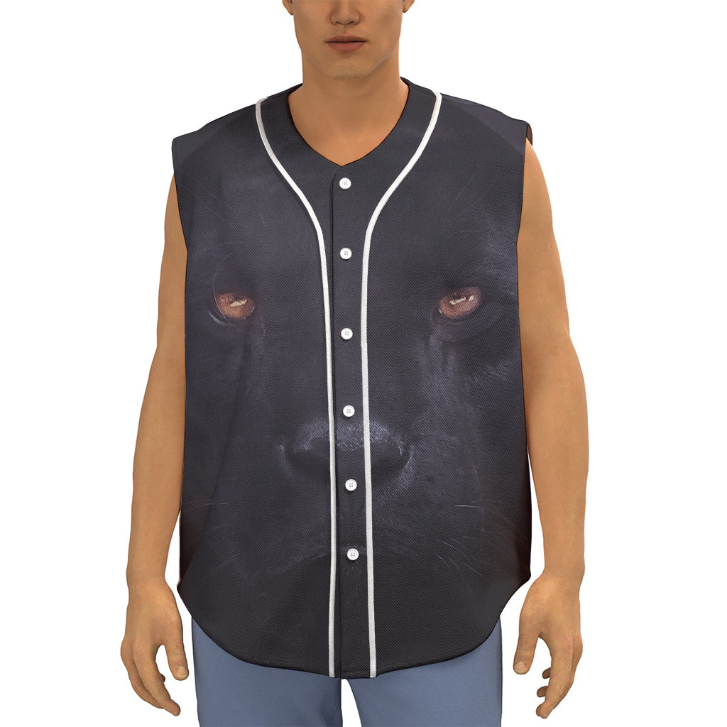 Black Jaguar Print Sleeveless Baseball Jersey
