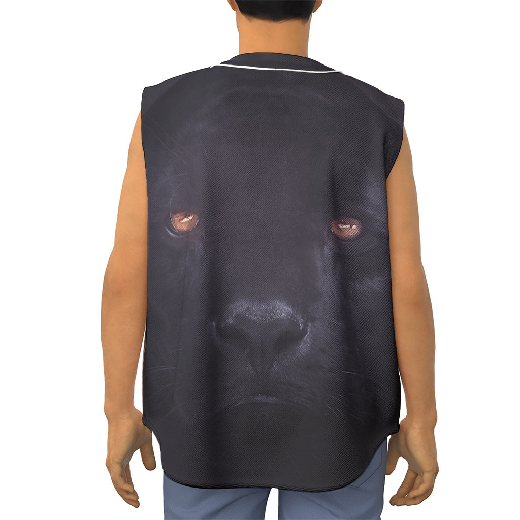 Black Jaguar Print Sleeveless Baseball Jersey