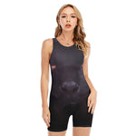 Black Jaguar Print Sleeveless One Piece Swimsuit