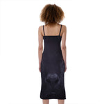 Black Jaguar Print Slim Fit Midi Cami Dress