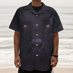 Black Jaguar Print Textured Short Sleeve Shirt