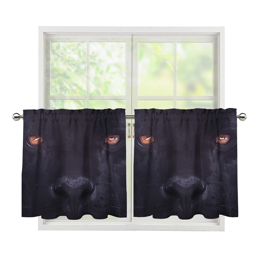 Black Jaguar Print Tier Curtains