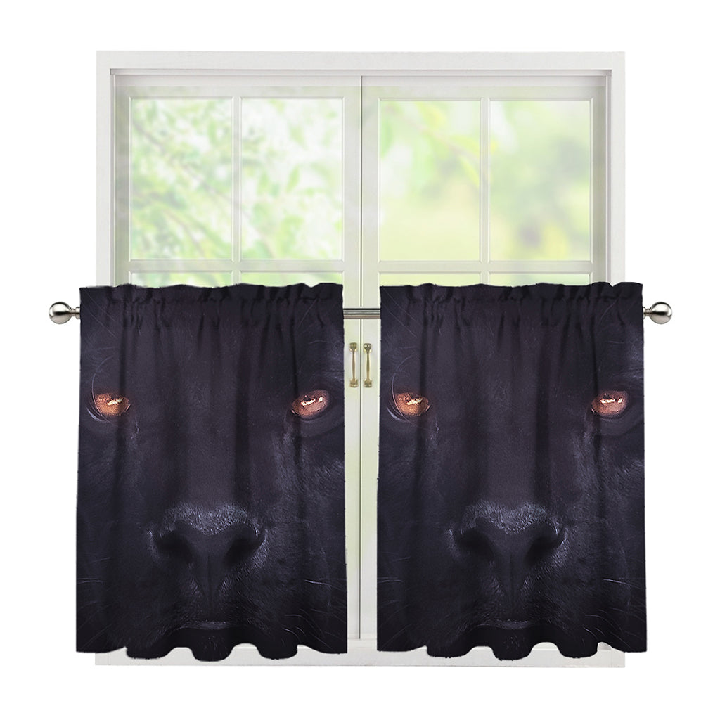 Black Jaguar Print Tier Curtains