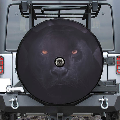 Black Jaguar Print Tire Cover With Camera Hole