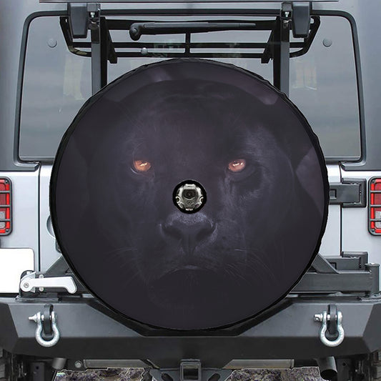 Black Jaguar Print Tire Cover With Camera Hole