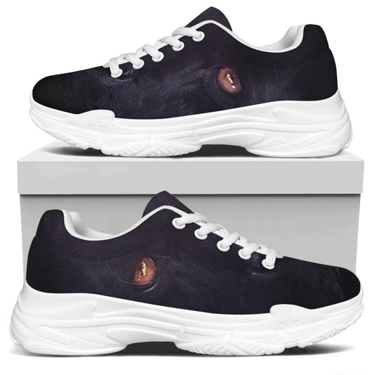 Black Jaguar Print White Chunky Shoes