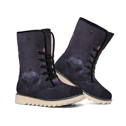 Black Jaguar Print Winter Boots