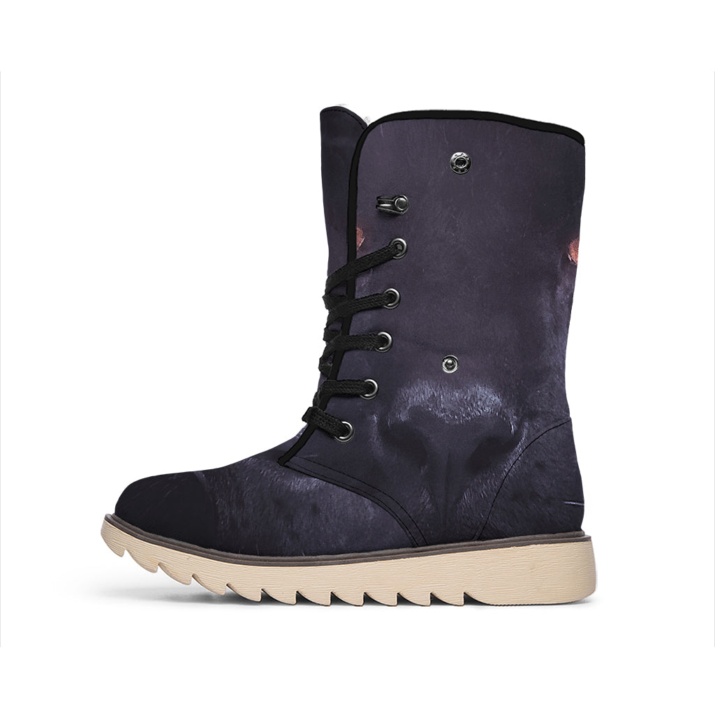 Black Jaguar Print Winter Boots