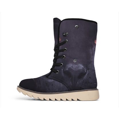 Black Jaguar Print Winter Boots
