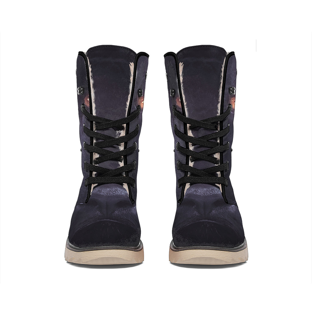 Black Jaguar Print Winter Boots