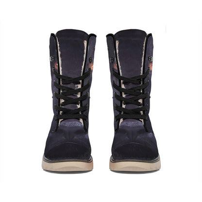 Black Jaguar Print Winter Boots