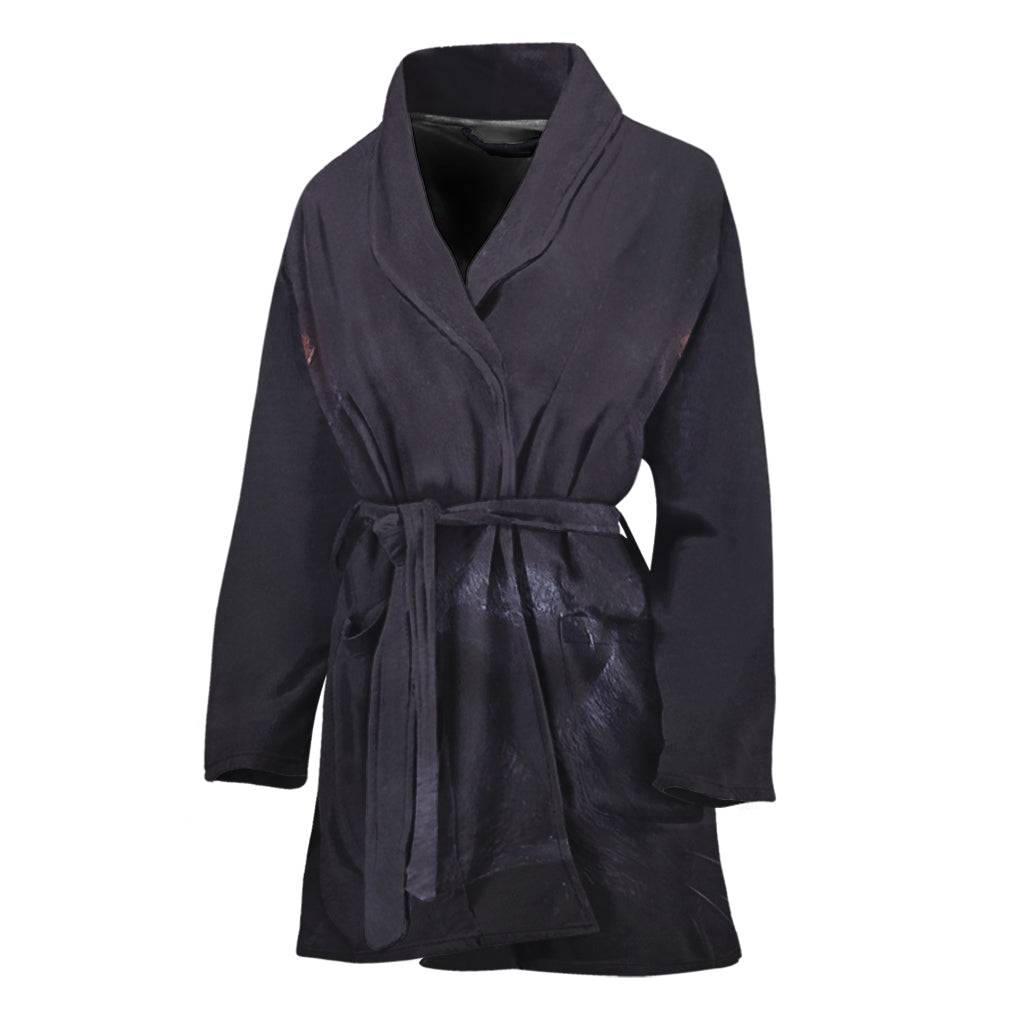 Black Jaguar Print Women's Bathrobe