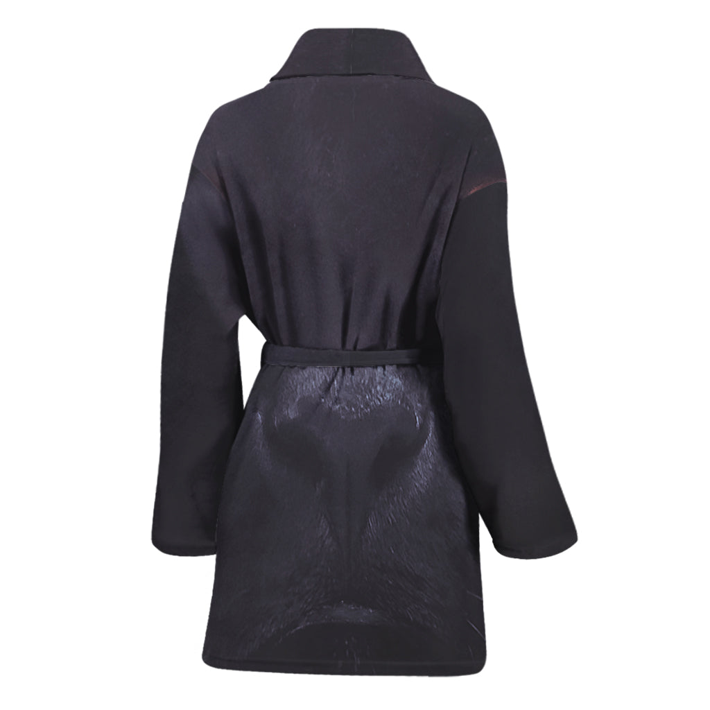 Black Jaguar Print Women's Bathrobe