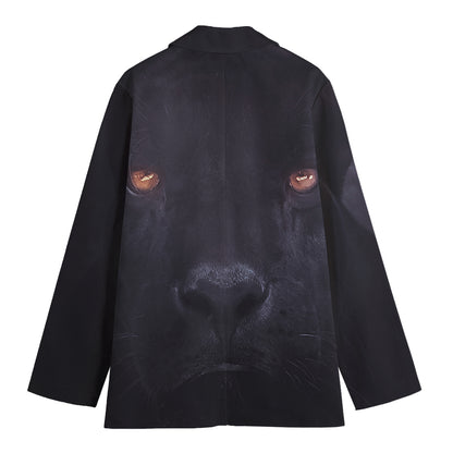 Black Jaguar Print Women's Cotton Blazer
