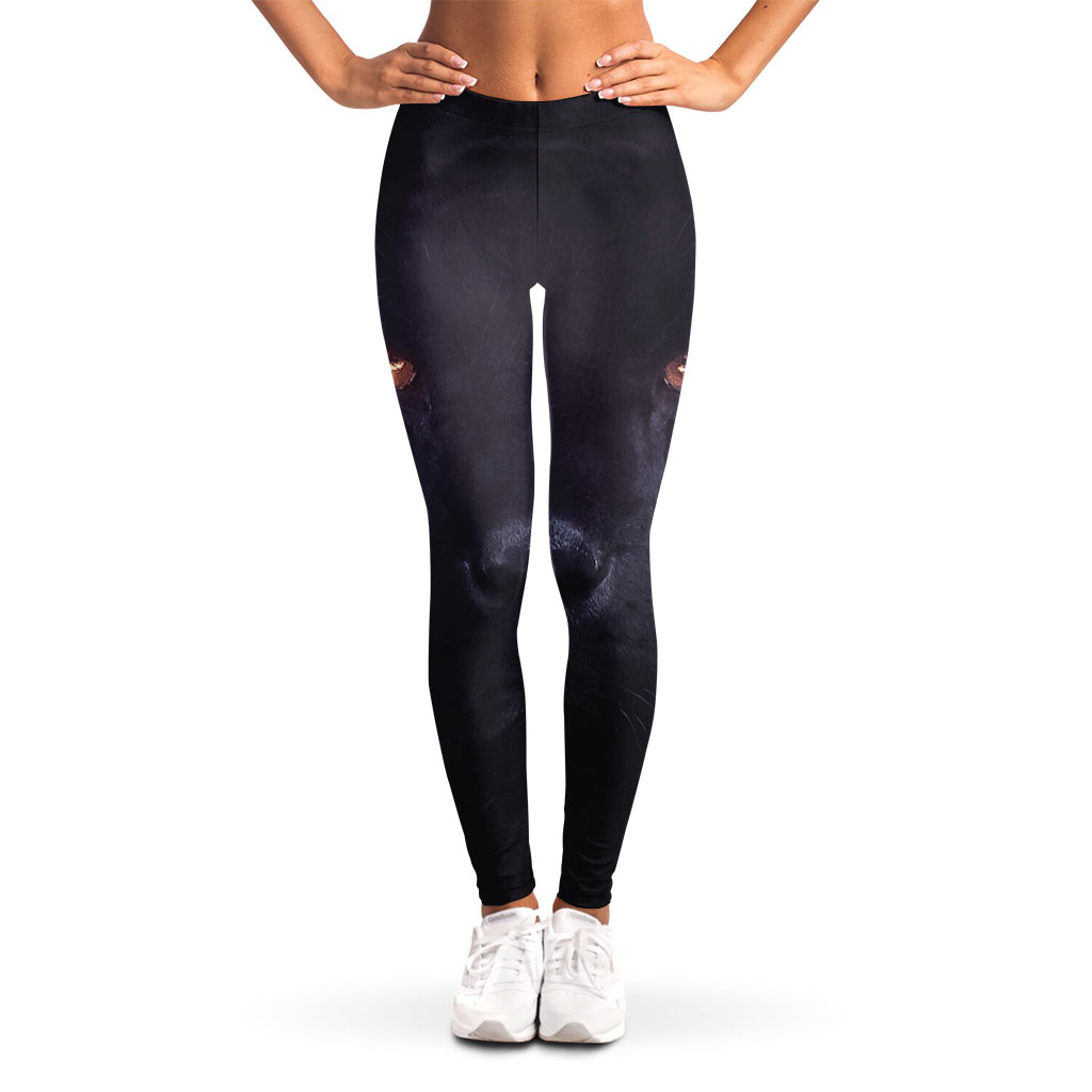 Black Jaguar Print Women's Leggings