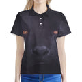 Black Jaguar Print Women's Polo Shirt