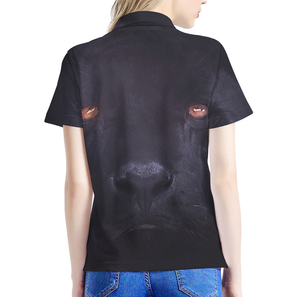 Black Jaguar Print Women's Polo Shirt