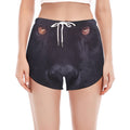 Black Jaguar Print Women's Split Running Shorts