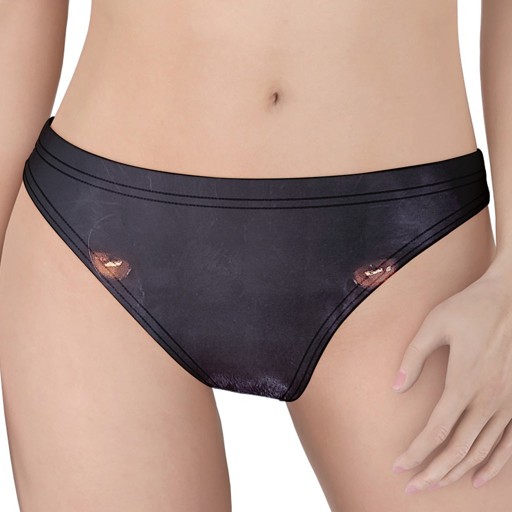 Black Jaguar Print Women's Thong