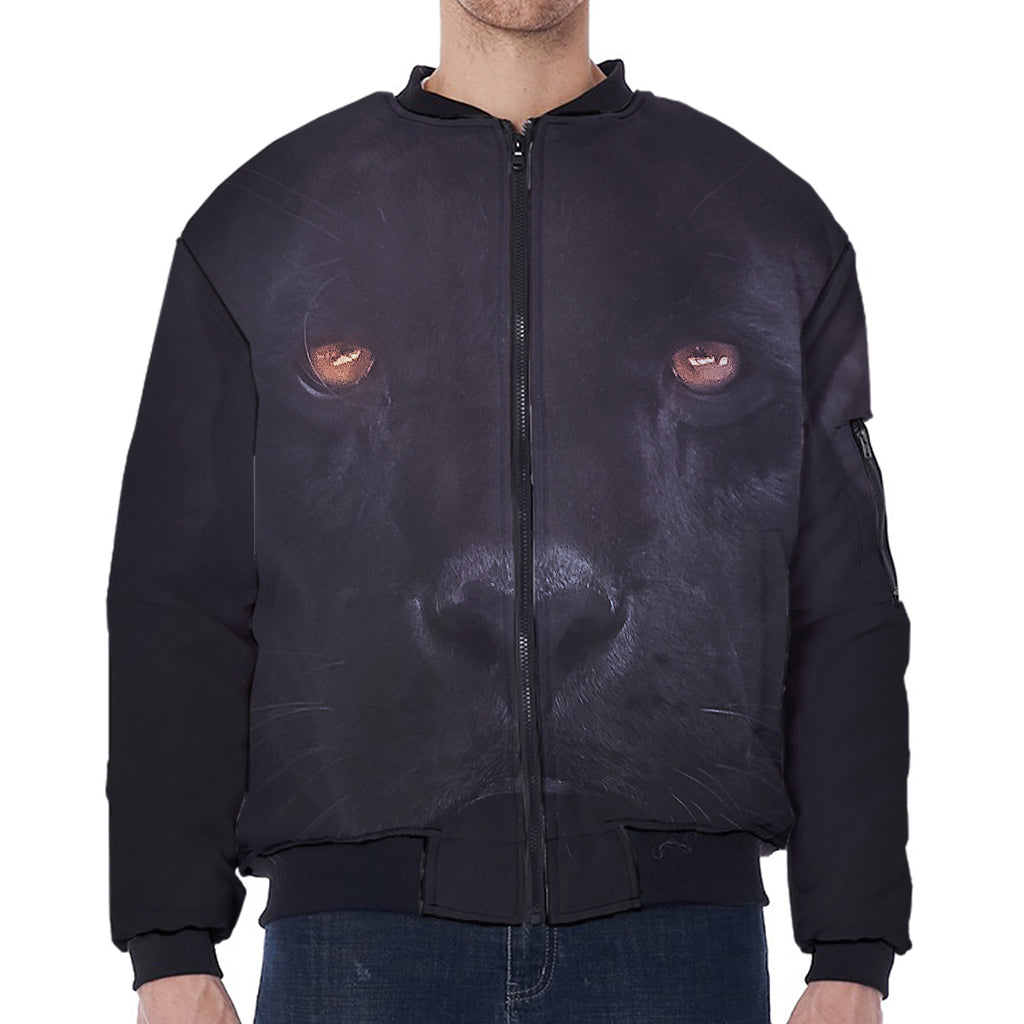 Black Jaguar Print Zip Sleeve Bomber Jacket