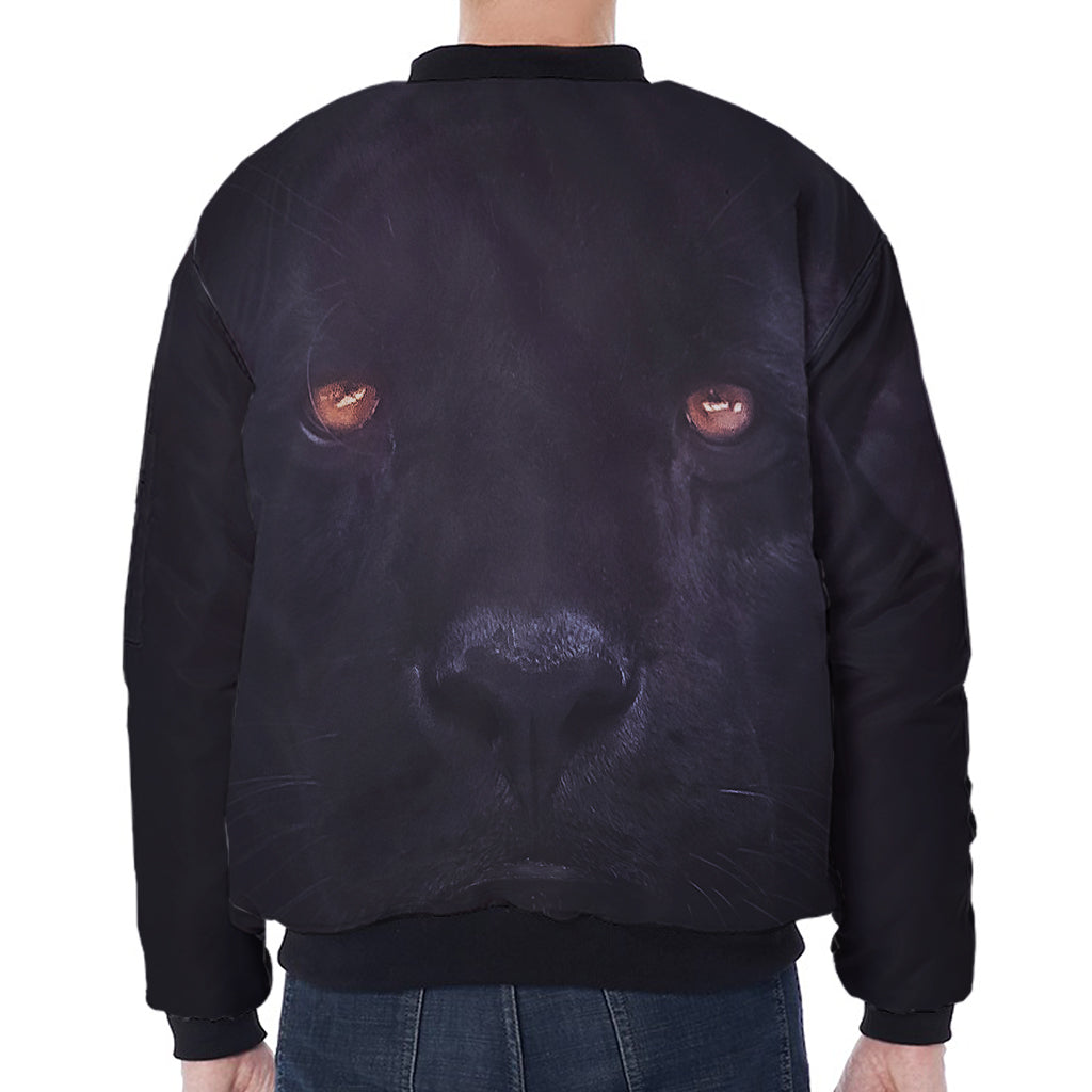 Black Jaguar Print Zip Sleeve Bomber Jacket