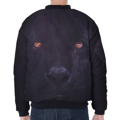 Black Jaguar Print Zip Sleeve Bomber Jacket