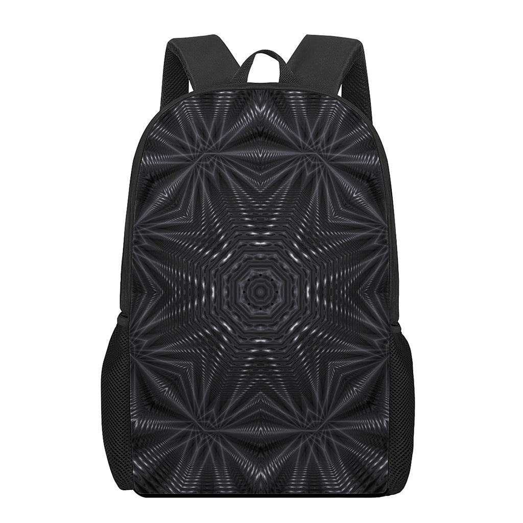 Black Kaleidoscope Print 17 Inch Backpack