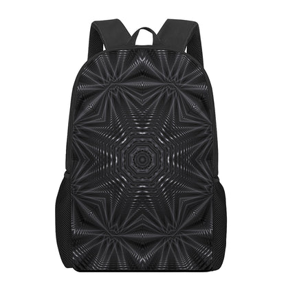 Black Kaleidoscope Print 17 Inch Backpack