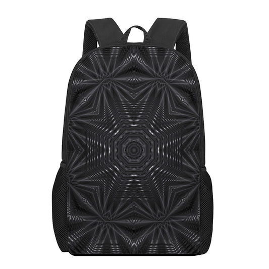 Black Kaleidoscope Print 17 Inch Backpack