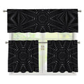 Black Kaleidoscope Print 3 Piece Kitchen Curtains