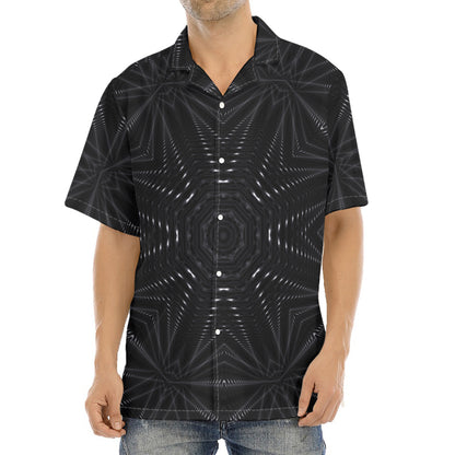 Black Kaleidoscope Print Aloha Shirt