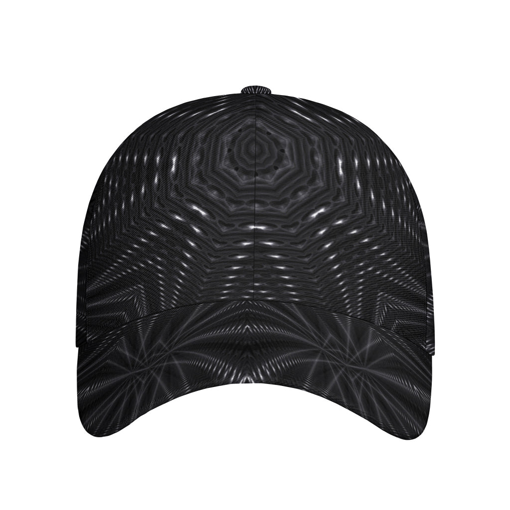 Black Kaleidoscope Print Baseball Cap